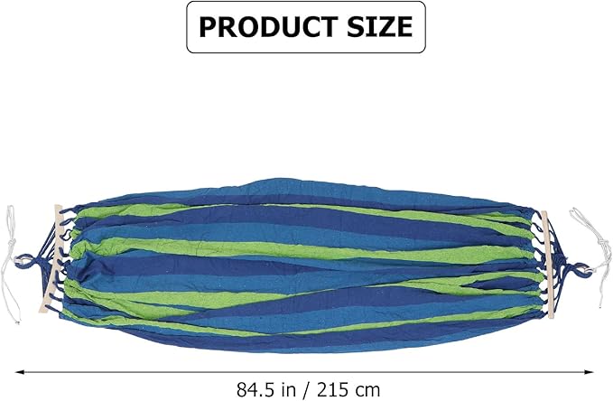 OSALADI Two-Person Extra-Wide Striped Canvas Anti-tip Hammock with Duckbill Buckle for Outdoor and Indoor Use