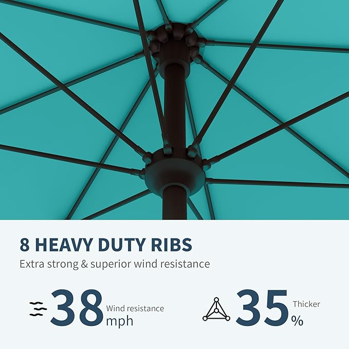 PatioKingdom 11FT Patio Umbrella,Outdoor Umbrella with Push Button Tilt and Crank,Market Table Umbrella with 8 Sturdy Fiberglass Ribs UV Protection