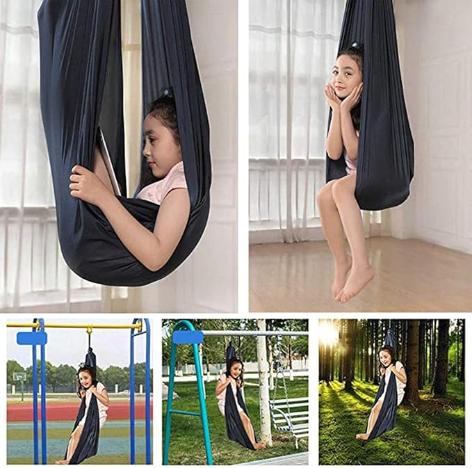 Soft Adjustable Therapy Swing Kids Hammock Hanging Cuddle Swing Seat for Children and Teens with Special Needs, Autism ADHD Indoor Outdoor Sensory Swings (Color : Red, Size : 150 x 280 cm)
