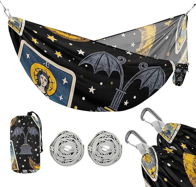 Gothic Mystic Tarot Horoscope 330lb Capacity Outdoor Hammocks with Hanging Rope Indoor Hammock for Outside Patio Backyard Poolside hamacas para Deck