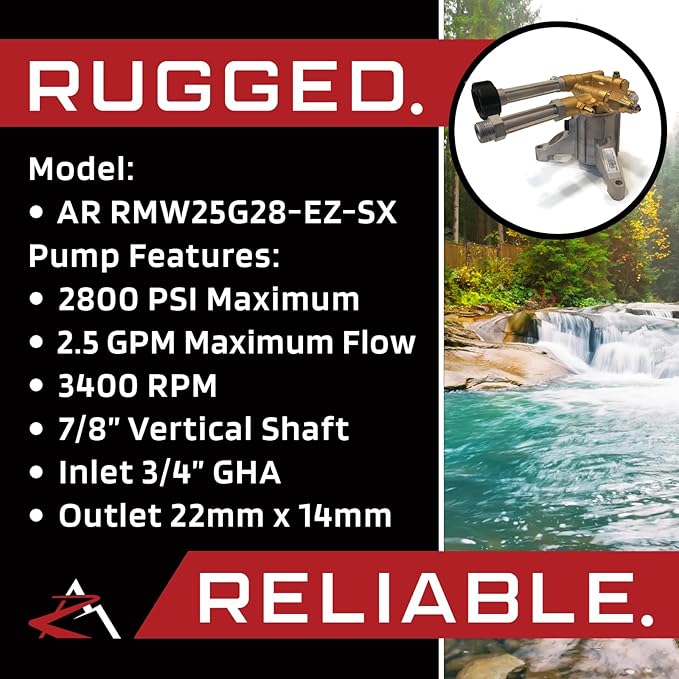 The ROP Shop OEM AR 7/8" Shaft 2800psi Pressure Washer Pump for Portable Power Equipment 314441GS