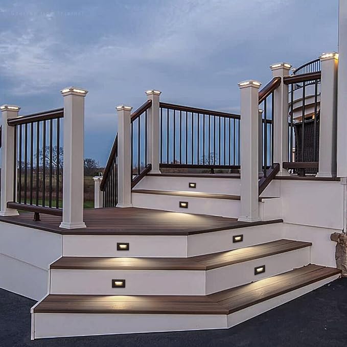 LEONLITE 5CCT 120V LED Step Lights, 3.5W 150LM 5%-100% Dimmable Horizontal Stair Lights Indoor Outdoor Wet Location, CRI90+ & ETL, 2700K/3000K/3500K/4000K/5000K, Aluminum, Oil Rubbed Bronze, Pack of 6