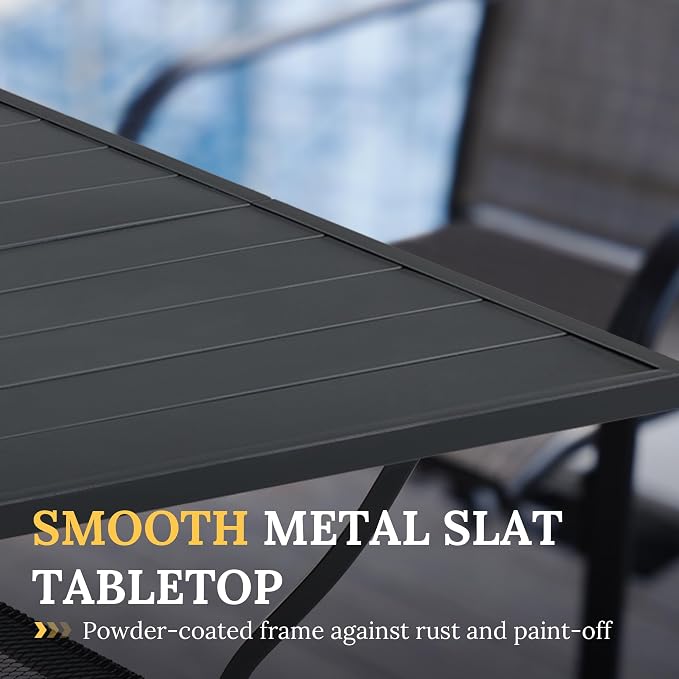 VICLLAX Outdoor Dining Table, Square Patio Furniture Table with Umbrella Hole