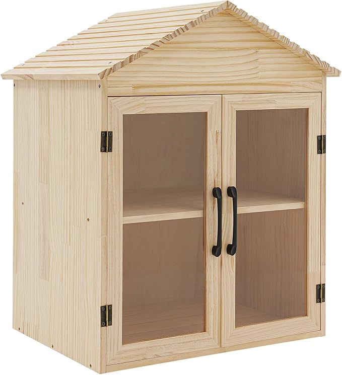 Outdoor Library Outdoor Book Box Storage Small Wooden Cabinet Little Literature Box for Neighborhoods Community and Schools Sharing Books, Newspapers and Art (2 Tiers, 19.6 x 14.2 x 25.2in)