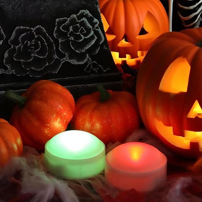 2 PCS Color Changing Halloween LED Pumpkin Candle Lights with Remote and Timer Battery Operated Colored Flameless Candle Set Bulk for Jack-O-Lantern Décor Halloween Party Home Spooky Decorations