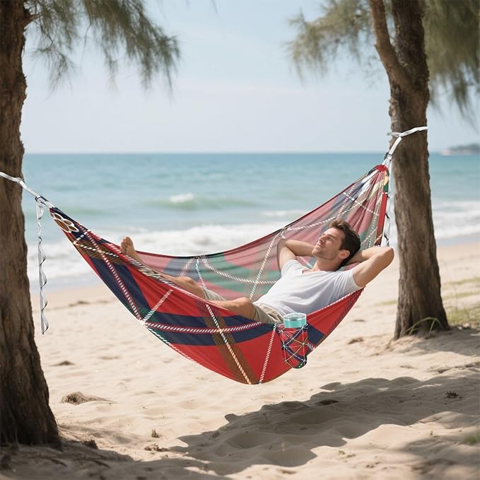 Plaid Pet Outdoor Hammock with Tree Straps for Outside Beach Patio Garden