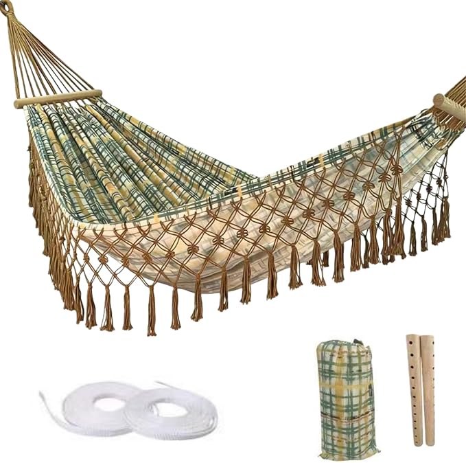 Portable Hammock, Bohemian Hammock,2person Hammock,for Suitable,Patio,Beach,Backyard,Garden,（Cyan 79 * 59