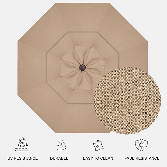 Treasure Garden AKZ PLUS Cantilever Umbrella 13' Obravia Sand Canopy and Bronze Frame with Stationary Base