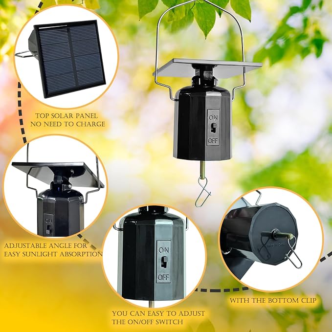 Solar Powered Wind Spinner Motor, Revolving Hanging Display for Wind Spinners, Windchime, Suncatcher, Christmas Ornament, Rotating for Patio Lawn Garden Decor Outdoor Decoration