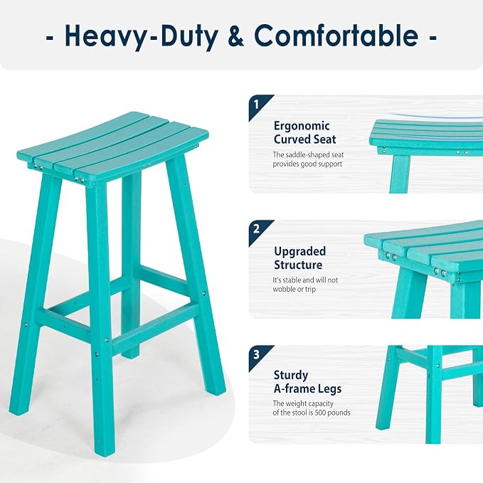 nalone Outdoor Bar Table and Chairs Set, HDPE Bar Table with Bar Stools Set of 2, Patio Table Pub Height Dining Table for Deck, Porch, Backyard, Garden