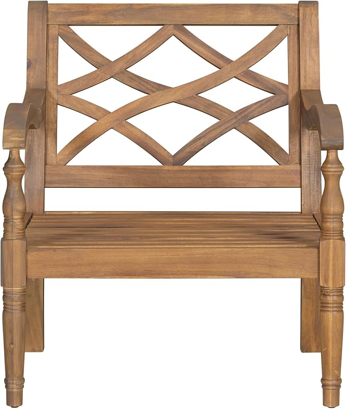 4-Piece Patio Conversation Set, All Weather Outdoor Acacia Wood Sofa Seating Group with 2 Chairs, Loveseat, Coffee Table, 4.72 inch Thick Cushions