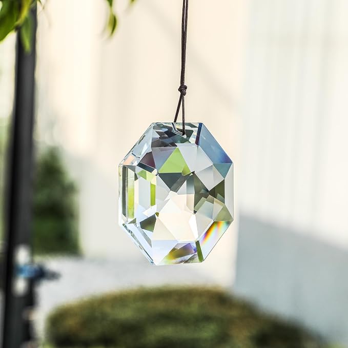 3'' Large Crystal Suncatcher Prisms for Window Hanging Clear Crystal Prism | Sun Catcher Indoor Window,Glass Ornaments For Christmas Tree Home Garden Decor,Light Catcher,Rainbow Maker,Large Prisms
