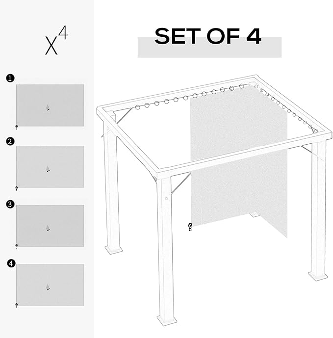 Outsunny 10' x 10' Universal Gazebo Sidewall Set with Panels, Hooks and C-Rings Included for Pergolas and Cabanas, Beige