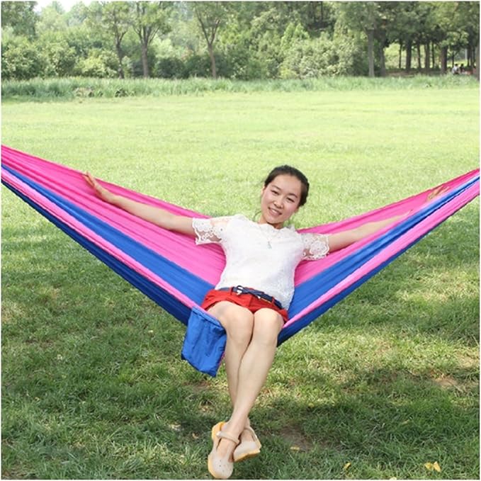 Polyester Hammock Outdoor Camping Multifunctional Removable and Washable Portable Easy to Install HammockP(Red-Blue)
