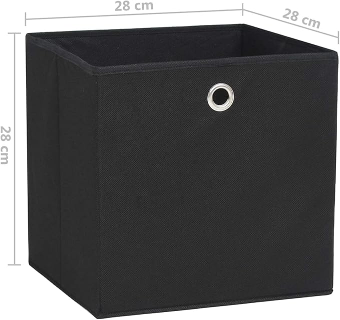 Homgoday Storage Boxes 4 Pieces Non-Woven Fabric 28 x 28 x 28 cm, Black, Furniture Chests and Chests for Outdoors, Garden Container, Garden Tool Holder, Outdoor Pouf, Outdoor Storage Box