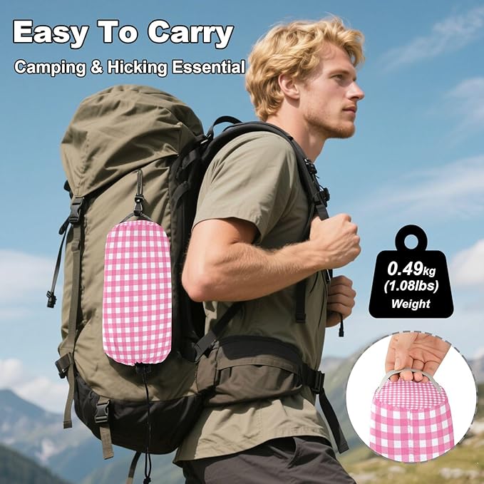 Pink and White Grid 330lb Capacity Camping Hammock with Hanging Rope Hanging Hammock for Camping & Hiking Essential accesorios para campamento