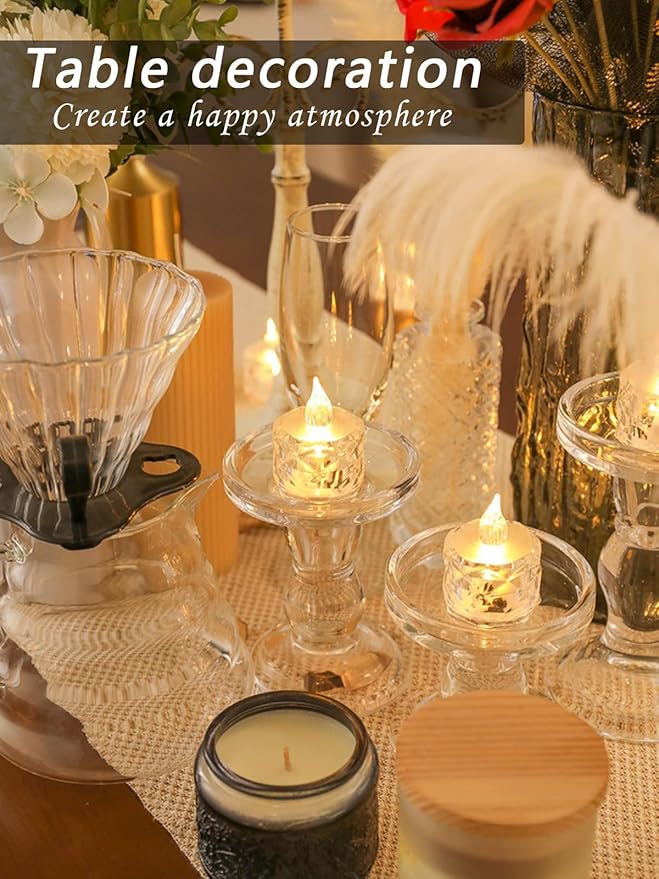 12 PCS flameless tealight Candles, Battery Operated Flickering Tea Lights. Suitable for Mother's Day, Weddings, Anniversaries, and Centerpiece Decorations