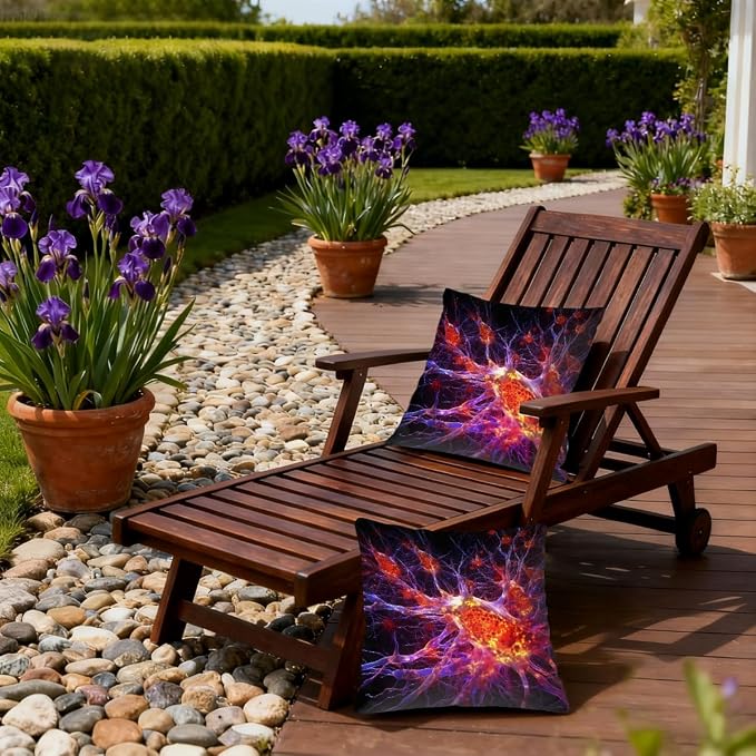 22x22 Inch Outdoor Pillow Covers Set of 2 Waterproof Throw Pillow Covers Decorative Couch Cushion Covers Magic Cells Square Pillowcases Protectors for Patio Garden Sofa