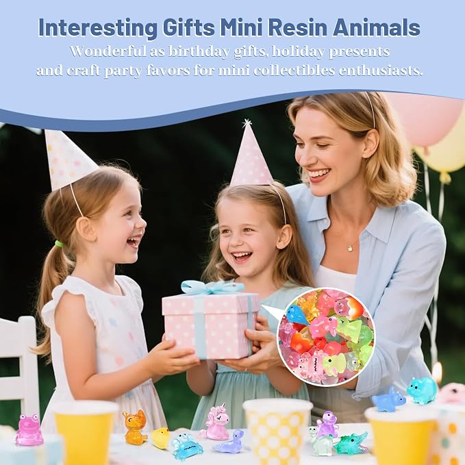 150PCS Mini Luminous Resin Animals 40+ Styles Glow Tiny Resin Animal Miniature Little Small Animal Figures for Accessories Dollhouse Potted Garden Aquarium Party Decoration DIY Craft