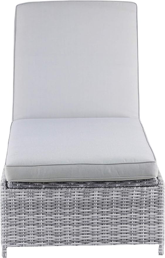 Elle Decor Vallauris Patio Outdoor Furniture Collection, Premium All Weather Wicker, Storage Chaise Lounge, Gray