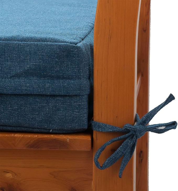 FUNHOME Outdoor Bench Cushion Cover 42 x18 x 3 inch,Water Resistant Cover with Zipper&Ties,Fade-Resistant Slipcover,Patio Porch Swing Cushion Cover Replacement Only,No Insert(Denim Blue)
