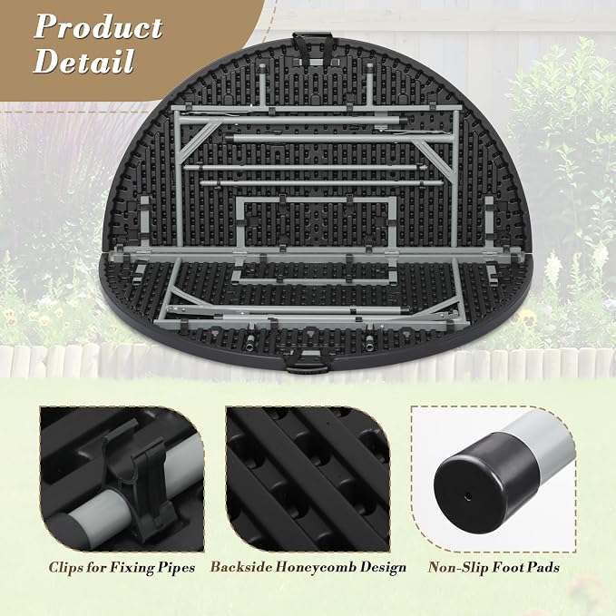 Athena Collection 5.5ft Folding Table, Portable Plastic Round Foldable Card Table, Indoor Outdoor Collapsible Craft Desk Dining with Lock & Handle for Commercial Party Camping, Black