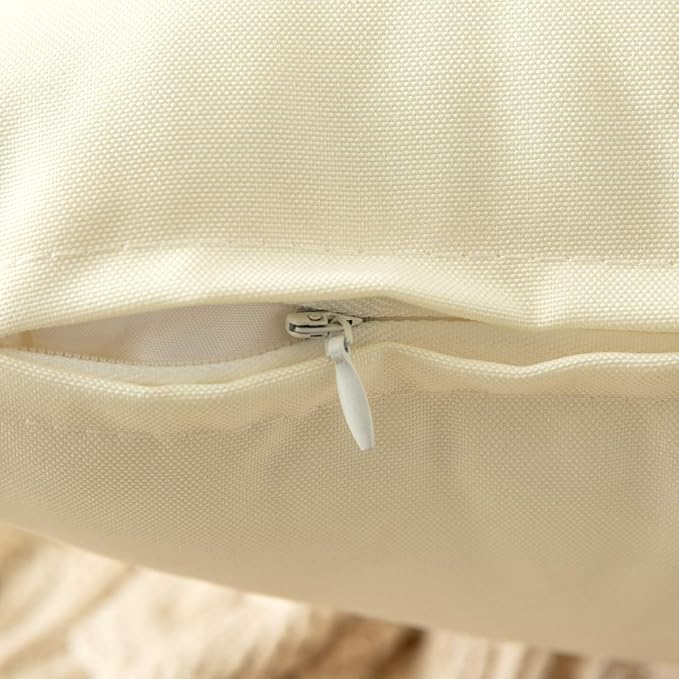 MIULEE Pack of 2 Decorative Outdoor Waterproof Pillow Covers Garden Cushion Sham Throw Pillowcase Summer Shell for Patio Tent Couch 22x22 Inch Beige