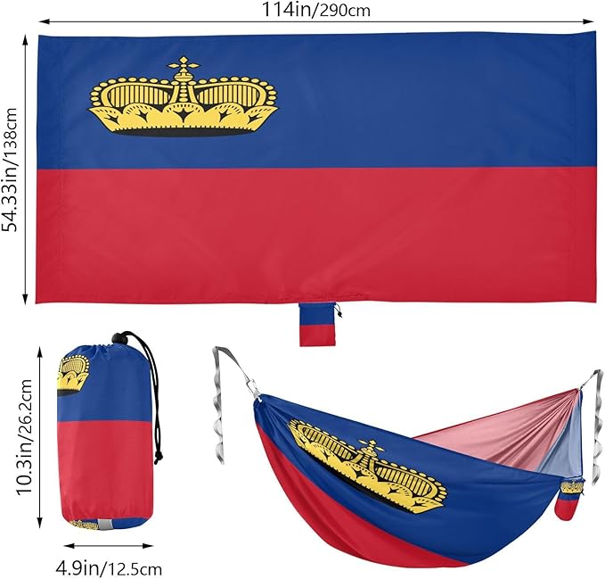 National Flag of Liechtenstein Hammocks with Portabl Carry Bag Backyard Hammock for Indoor Outdoor Patio
