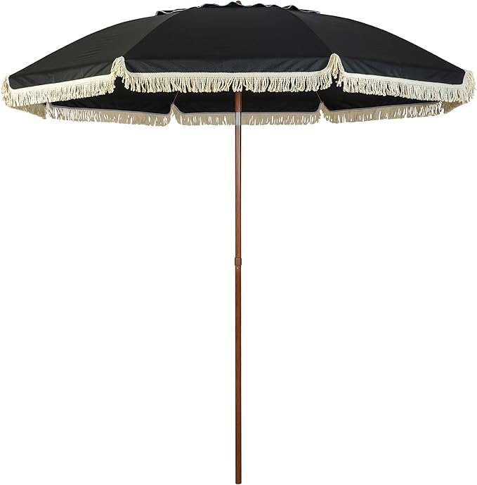 Hula Thatched Tiki Umbrella Tropical Palapa Raffia Tiki Hut Hawaiian Patio Umbrella with Fringe Boho Parasol 6' 8' & 9' Options