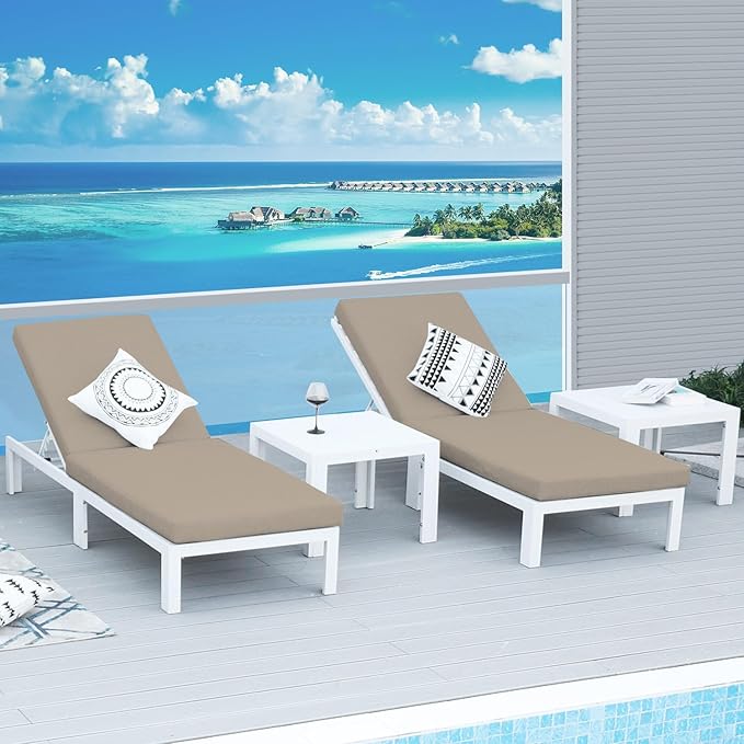 NICESOUL 14 People Large Luxury Aluminum Patio Conversation Set with Chaise & Side Table, 29" Deep Wide Modular Sectional Couch, 500 lbs Heavy Duty All Weather Outdoor Sofa for Poolside Deck, Beige
