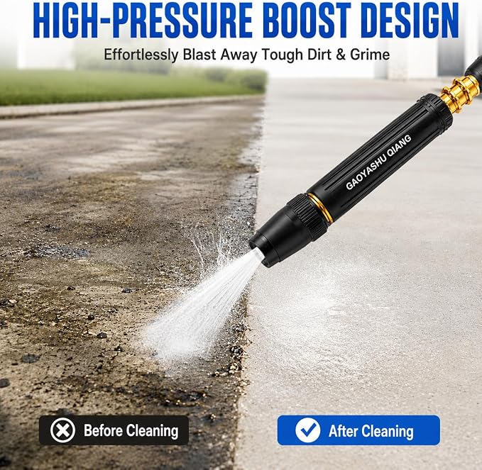 High Pressure Water Gun Hose Nozzle 2026 Upgraded Home Car Wash & Garden Sprayer Cannon Powerful Cleaning the Floor&windows Booster Wand Set Attachment Pet Bathing Jet Sweeper Tool Adjustable
