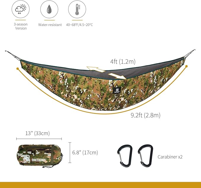 OneTigris Hideout Hammock Underquilt + KOMPOUND Camping Hammock