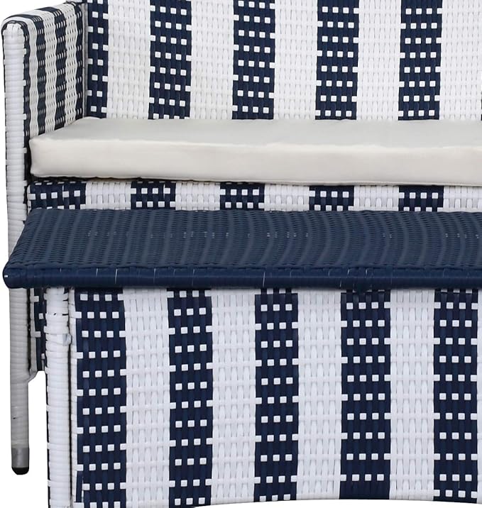 Safavieh Outdoor Collection Figueroa Navy and White 4 Piece Patio Set