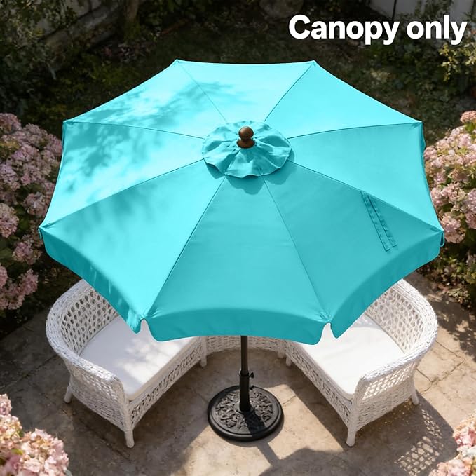 MASTERCANOPY Valance Patio Umbrella 10 ft Replacement Canopy for 8 Ribs-Turquoise Canopy Only
