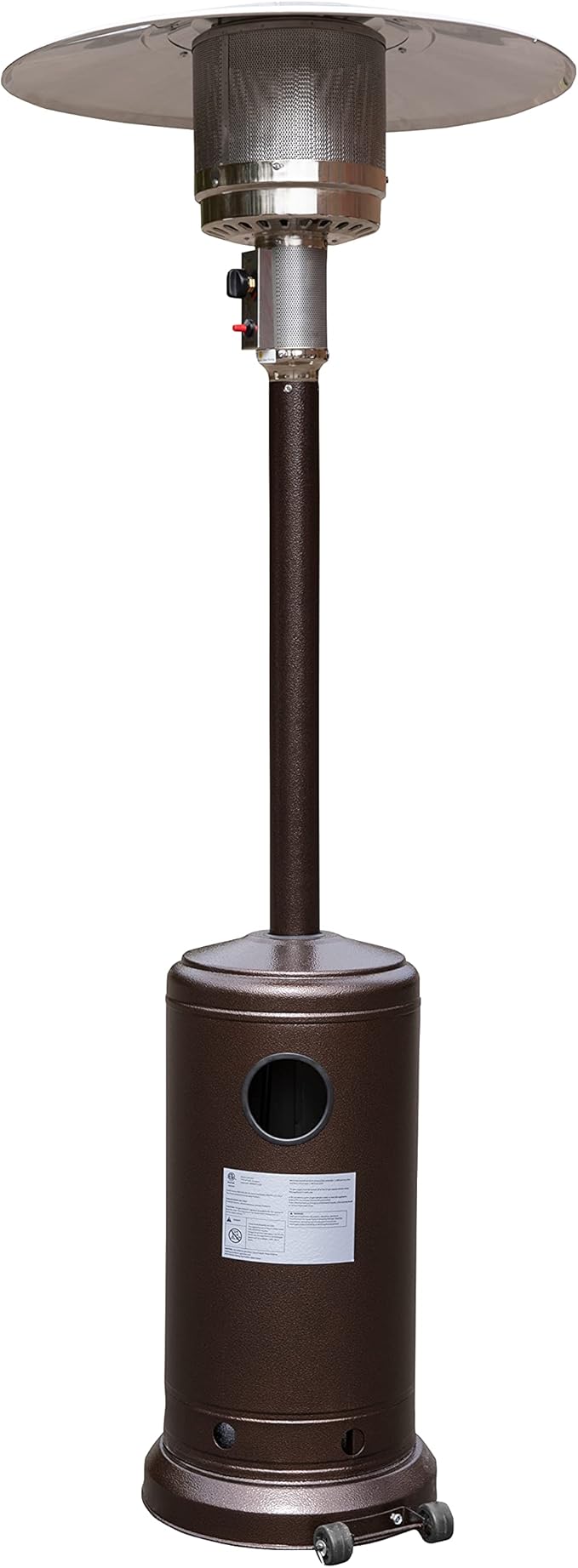 Flash Furniture Sol Patio Outdoor Heating-Bronze Stainless Steel 40,000 BTU Propane Heater with Wheels for Commercial & Residential Use-7.5 Feet Tall