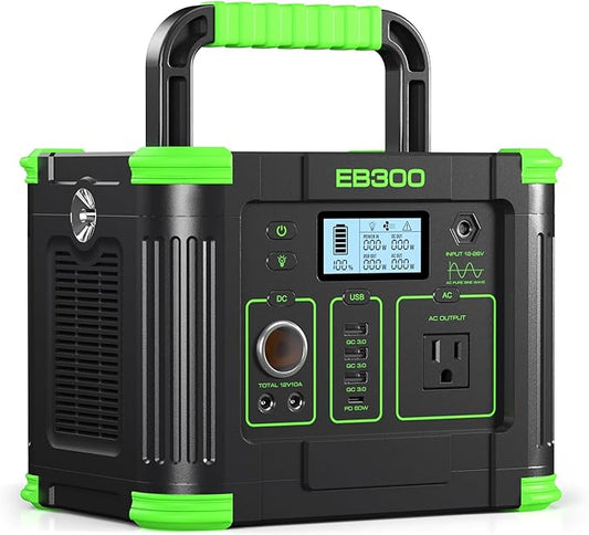 Portable Power Station 330W 288.6Wh Solar Generator with 60W USB-C PD Fast Charging, Pure Sine Wave AC Outlet, 5W Wireless Charger, LED for Camping, RV, CPAP, Home Emergency Backup, Off-Grid Living