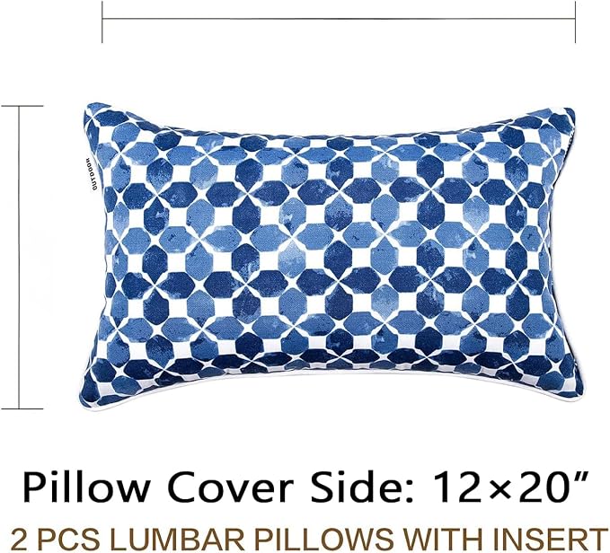 JMGBird Outdoor Throw Pillows Waterproof Outdoor Lumbar Pillow | 12x20 Pillows with insert sunbrella pillows Water-Repellent Decorative Cushions Outdoor Pillows for patio furniture