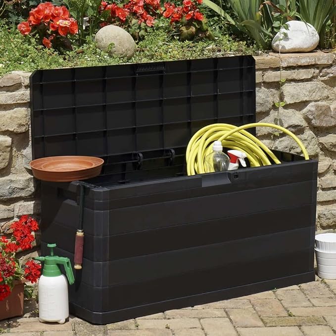 Patio Storage Box, Outdoor Storage Bench Outdoor Storage Box Deck Box Delivery Boxes For Outside Outdoor Furniture Suitable For Pool Gardens Backyard Patios Black 46.1"x17.7"x22"