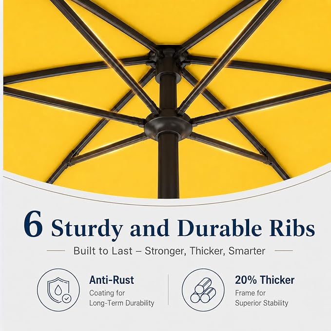 7.5ft Patio Umbrella, Outdoor Table Market Umbrella with Smooth Crank Lift, 6 Windproof Fiberglass Ribs, UPF50+ UV Protection for Deck, Pool, Garden and Backyard
