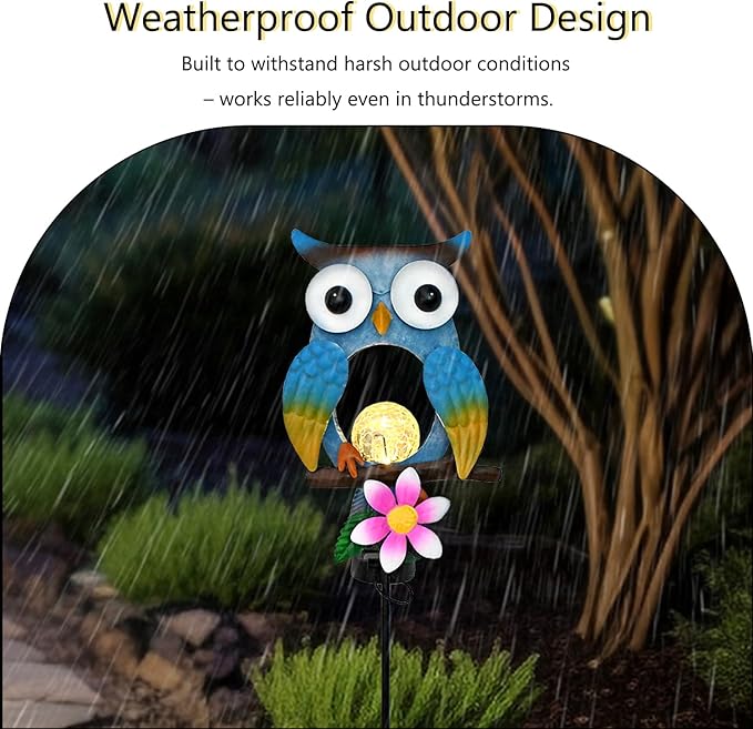 Animal Modeling Design Garden Decor Solar Lights Owl Lawn Light, for Yard Outdoor Decorations Ground Inserted Outdoor Waterproof Garden Lamp LED,Patio, Courtyard, Gifts for Mom Grandma (Warm)