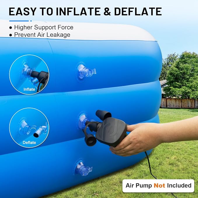 Large Inflatable Pool for Adults, 120"x70"x22" Oversized Thickened Blow Up Pool for Family, Full-Sized Swimming Pool for Backyard, Garden and Outdoor Fun