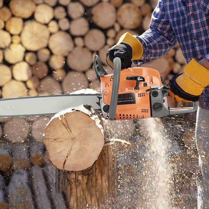 Chainsaw,58cc 20 Inch Gas Powered Chainsaw,8500rpm 2-Cycle Handheld Cordless Petrol Chainsaw Optional for Trees Wood Farm Garden Ranch Forest Cutting Logging Machine 20Inch