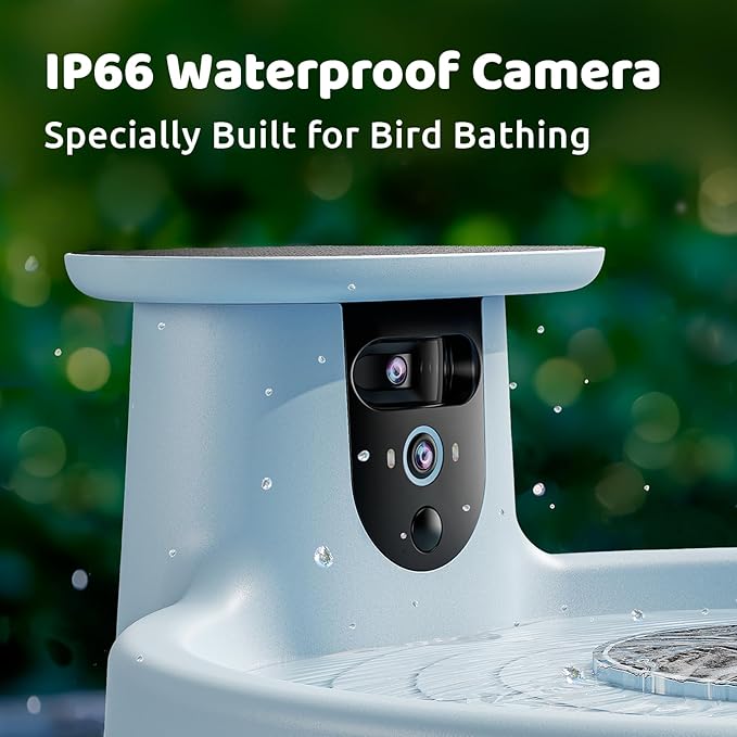 Birdfy Smart Bird Bath with Camera Solar Powered & Fountain & Stand, Dual-Lens Camera for Wildbird Watching, Auto Capture Bird Videos & Motion Detection - AI by Subscription