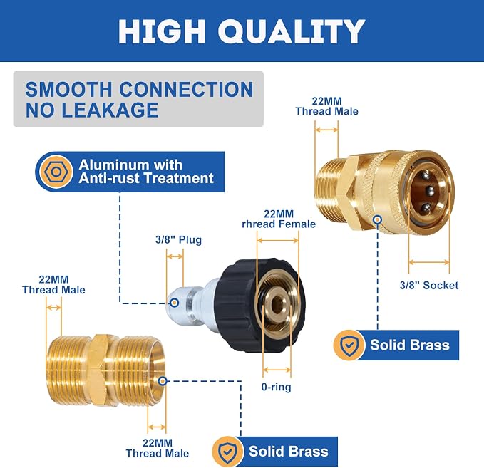 TOOLCY Pressure Washer Pump and Hose Kit, 3/4" Shaft 3200 PSI 2.5 GPM Pump, 50 FT 1/4" Kink Resistant Hose with M22-14mm and 3/8" Quick Connect, Compatible with Honda Simpson