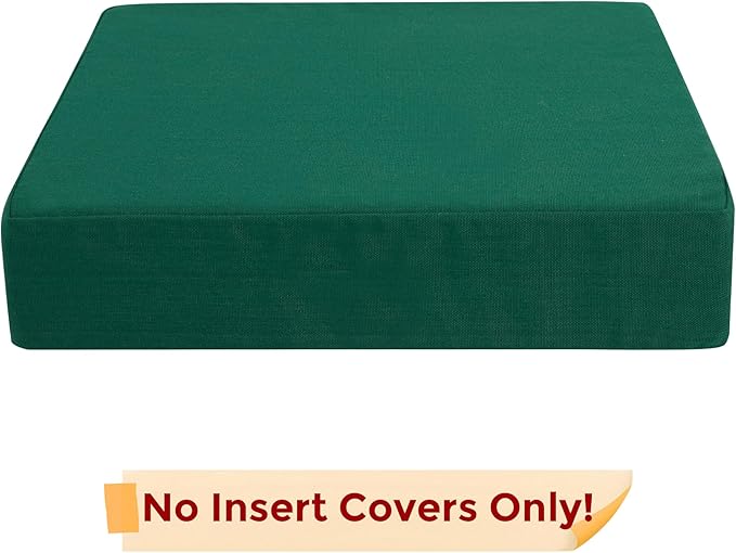 Outdoor Cushion Covers 24 x 24 x 4 inch,Set of 2,Non-Slip Grips Bottom,Replacement Cushion Covers for Garden Patio Furniture Couch Chair,Fade-Resistant Slipcover Only,No Insert(Blackish Green)