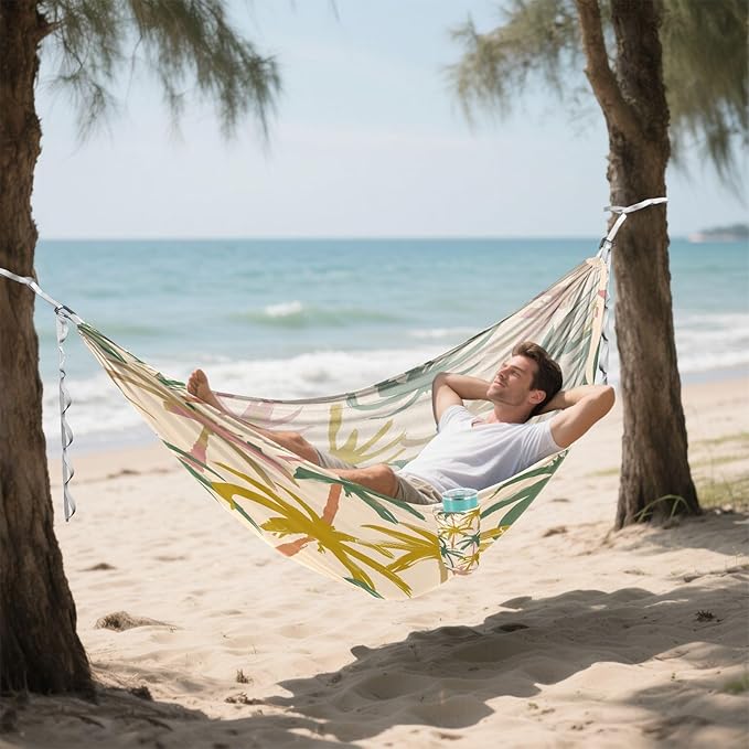 Hammocks for Outside Vintage Palm Trees Camping Hammock Portable Hammocks with Tree Straps and Carry Bag Camping Accessories for Hiking Beach Outdoor