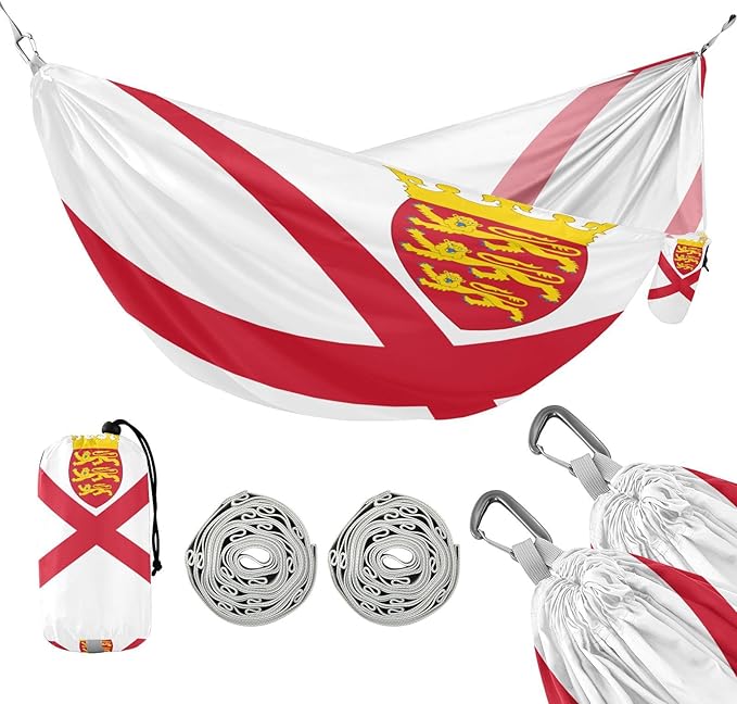 Flag of Jersey Hammocks with Portabl Carry Bag Backyard Hammock for Indoor Outdoor Patio