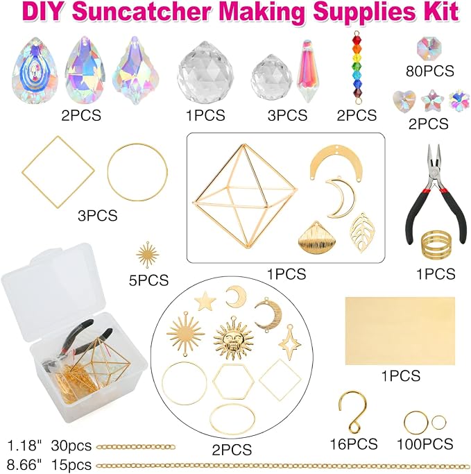DIY Suncatchers, 400pcs Sun Catchers Supplies Kit Art and Crafts for Adults | Decorative Hanging Prism Suncatcher with Crystals Beads Ball Rainbow Maker for Indoor Windows Office Home Decor