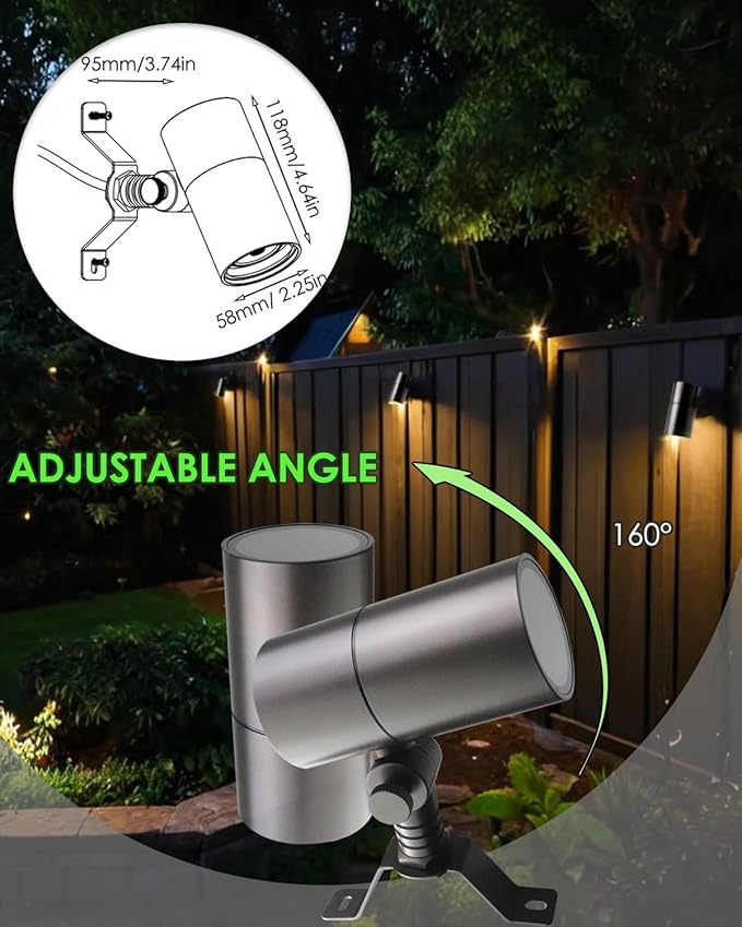 Landscape Down Lighting Low Voltage Spot Lights Outdoor LED Wall Mounted Low Voltage Tree Lights Cast Aluminum Free 5W MR16 LED Bulb Stainless Steel Mounting Bracket 4-Count