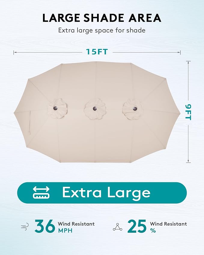 SERWALL 10 Piece Outdoor Dining Set with 15ft Triple-Head Foldable Umbrella(Based not Included), 84" HDPE Outdoor Table and Chairs for 8, White